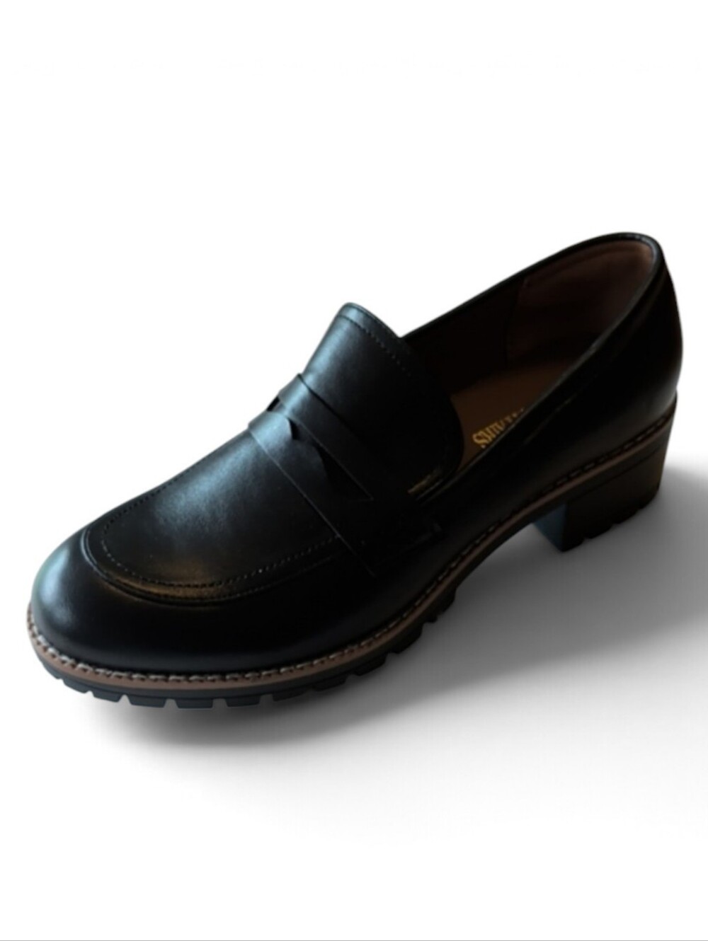 Dream Paris, Black Loafer With Lug Heels. Size 11